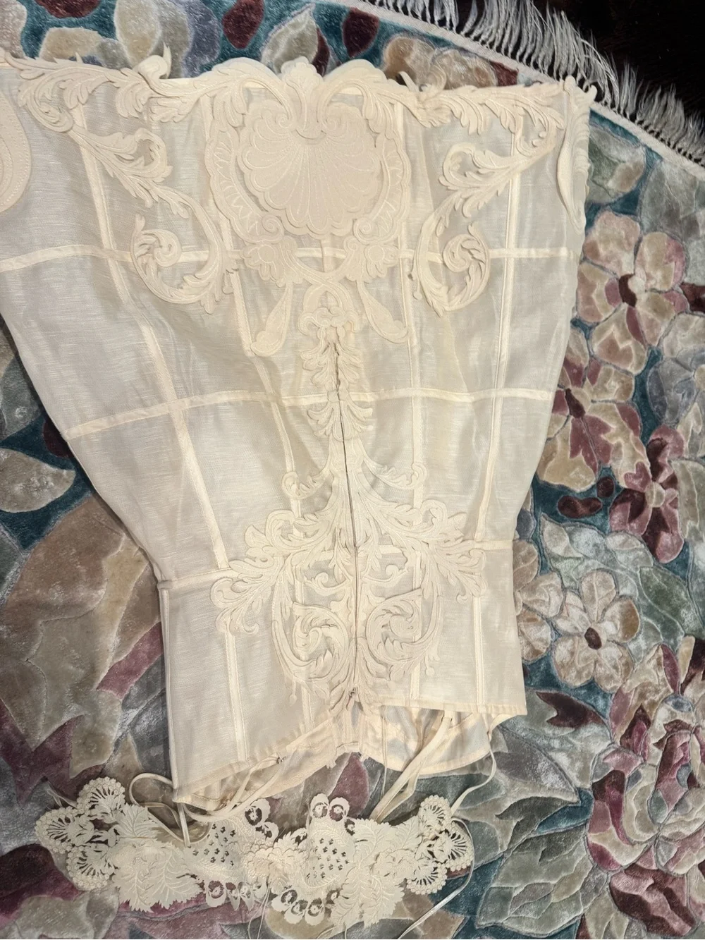 Zimmermann Rebellion Filigree Linen-Silk Corset Mini Dress NWT Cream - Picture 7 of 12